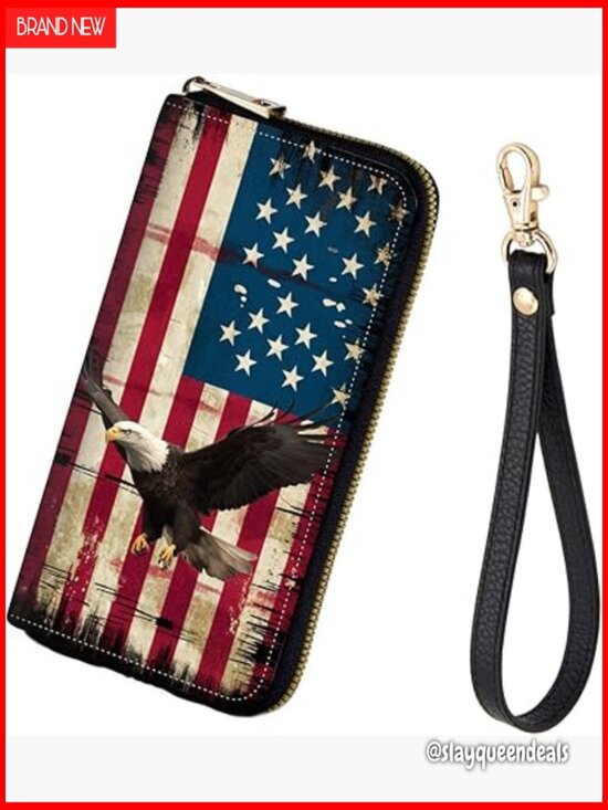 Handbags - Large Capacity Leather Clutch with RFID Blocking & Detachable Wrist Strap